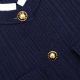 jane Navy Knit Taffeta Midi Dress