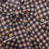 frances Brown Check Chiffon Mini Dress