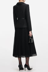 rosalind Black Wool Crepe Midi Dress