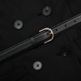 rosalind Black Wool Crepe Midi Dress