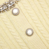 sabina Yellow rhinestones embellished Alpaca Cardigan