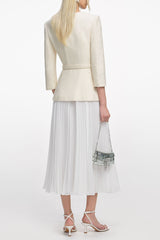 yuri Cream Boucle Long Sleeve Chiffon Midi Dress