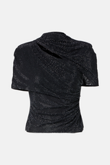 Abihail Crystal Cutout Mesh Top