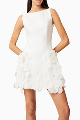 Adalgisa Floral Appliqué Mini Dress in White