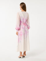 virginia floral Printed Midi Dress in pink