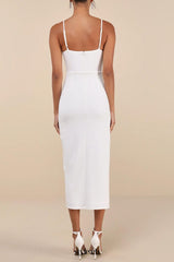 White Bustier Tulip Midi Dress