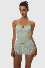 Atici Lace Strapless Corset - Green