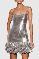 Sequin Flower Appliqué Mini Dress