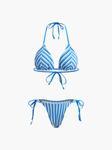 Halter Triangle Striped Bikini Set
