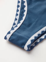 Contrast Cut Knotted Bikini Set