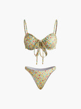Floral Patterned Front Tie Bikini Set