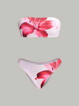Floral Printed Bikini Bandeau and Chic Pareo Skirt