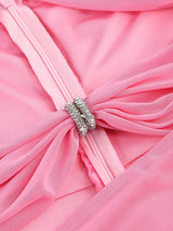 PINK CUT OUT SPLIT RUCHED MAXI DRESS