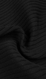 LONG SLEEVES SEXY HOLLOW OUT IRREGULAR BLACK BANDAGE BODYCON DRESS