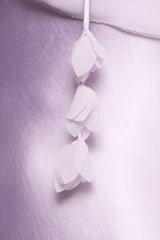 Bahari Floral Ribbon Satin Maxi Dress in purple