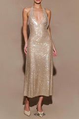 Diamond Halter Neck Midi Dress