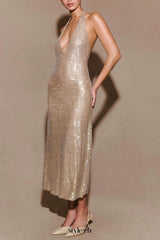 Diamond Halter Neck Midi Dress