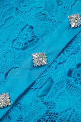 Collar Sleeveless High Waist Slim Dress In Blue