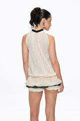 eudora Sleeveless Bow Top in beige