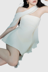 Calwa Scarf Strapless Flare Mini Dress