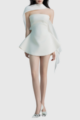 Calwa Scarf Strapless Flare Mini Dress