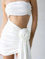 Regular Pleated Cutout Strapless Mini Dress In White