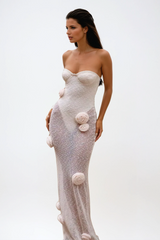 katherine Strapless Flower Maxi Dress