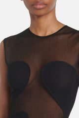 Carmina Mesh Paneled Maxi Bandage Dress in Black