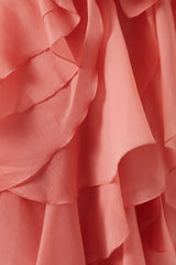 Caysie Halter Floral Ruffle Layered Mini Dress - Orange