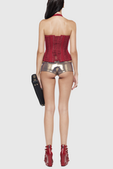 Celleen Halter Lace Up Corset Top