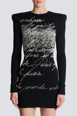 Choca Letter Embroidery Mini Dress