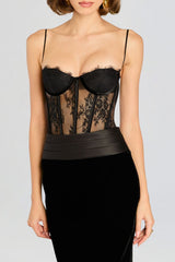 Lace Corset Velvet Maxi Dress