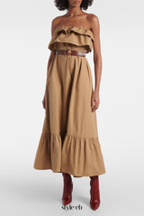 Clarrisa Ruffled Strapless Maxi Dress