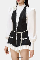 vicky Halter Tweed Shirt Romper