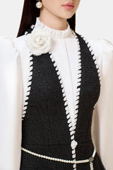 vicky Halter Tweed Shirt Romper