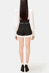 vicky Halter Tweed Shirt Romper