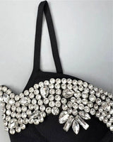 rita Rhinestone Bandage maxi dress in black