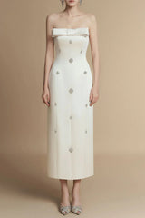 Sheath Straight Across Neck Taffeta Midi Dress