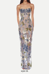 Dahlia Baby Blue Multi Maxi Dress