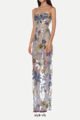 Dahlia Baby Blue Multi Maxi Dress