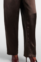 Daiki Satin Belted Straight Pants