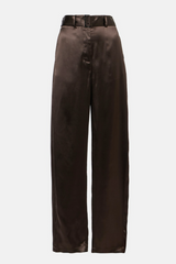 Daiki Satin Belted Straight Pants