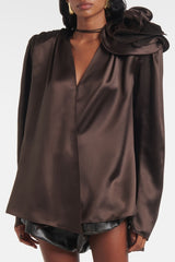 Daiki Satin Belted Straight Pants