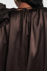 Daiki Satin Flower Appliqué Blouse