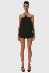 Dellesa Floral One Shoulder Top - Black