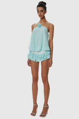 Dellesa Floral One Shoulder Top - Blue