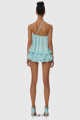 Dellesa Floral One Shoulder Top - Blue