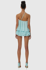 Dellesa Floral One Shoulder Top - Blue