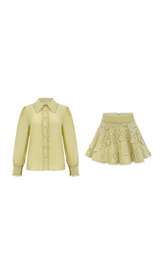 Hélène floral embroidered shirt & skirt matching set