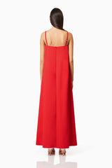 judy Buttercup Embroidered Maxi Dress In Red